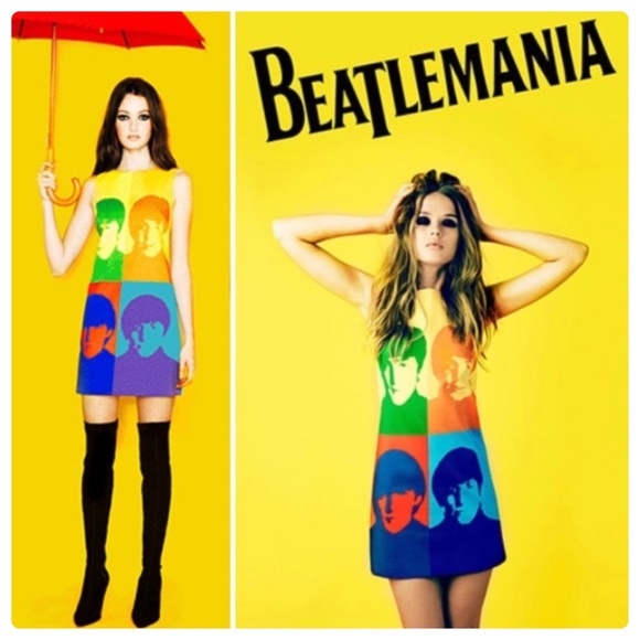 ALICE + OLIVIA X BEATLES CLYDE SHIFT DRESS - Picture 1 of 16